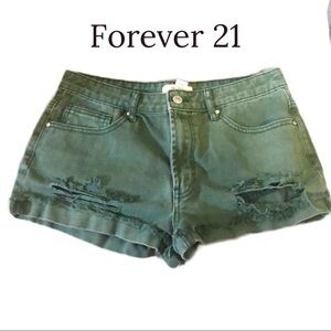 F21 | green jean shorts | 27